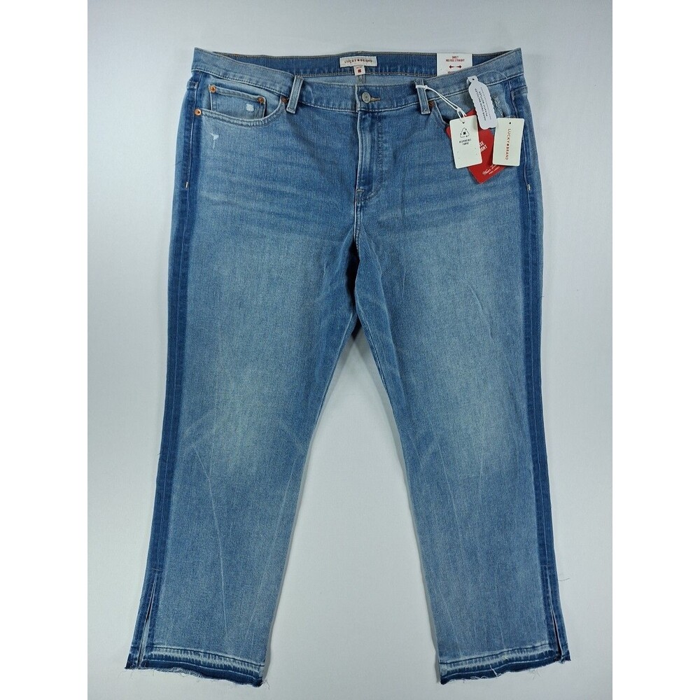 Lucky Brand Sweet Mid Rise Straight Jeans Womens Plus 20 Light Wash Blue Denim